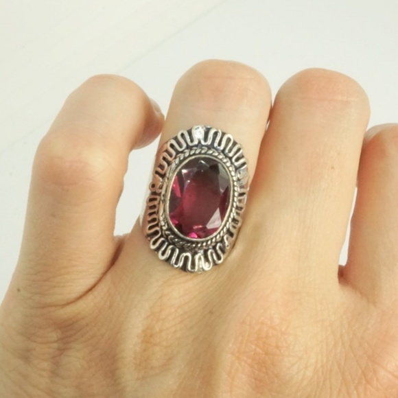 handmade Jewelry - Sterling Plated African Amethyst Ring